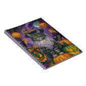不気味シベリア猫ハロウィーン魔女とカボチャ ノートブック (右側)