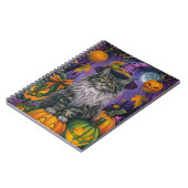 不気味シベリア猫ハロウィーン魔女とカボチャ ノートブック (左側)