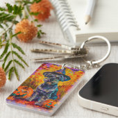 不気味シュナザードッグハロウィーン魔女とカボチャ キーホルダー (正面右)