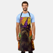 不気味スカイテリア犬ハロウィンウィッチカボチャ エプロン (着用した状態)