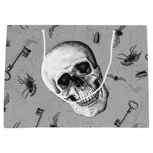 不気味スカルとバグのハロウィーン ラージペーパーバッグ (正面)