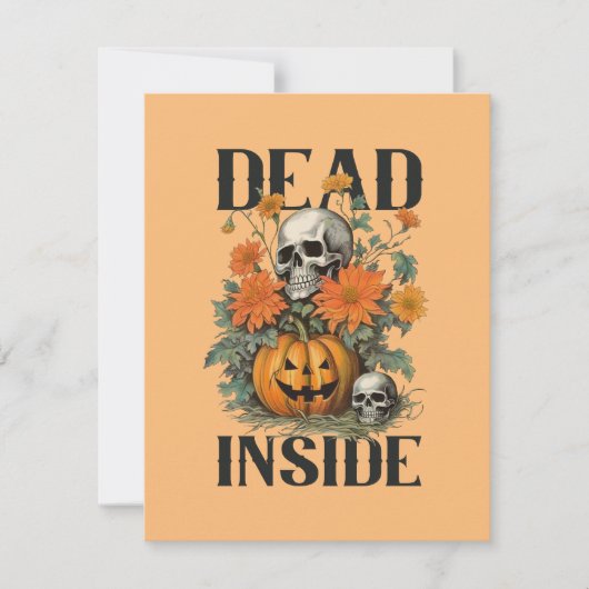 不気味スカルとパンプキンハパーソナライズされたロウィン ノートカード (正面)
