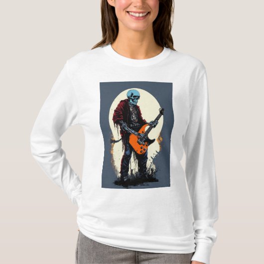 不気味スカルエレキギターTシャツデザイン Tシャツ (正面)