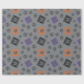 不気味スカルシームレスダークグレーラッピング紙 ラッピングペーパー (フラット)