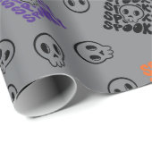 不気味スカルシームレスダークグレーラッピング紙 ラッピングペーパー (ロールコーナー)