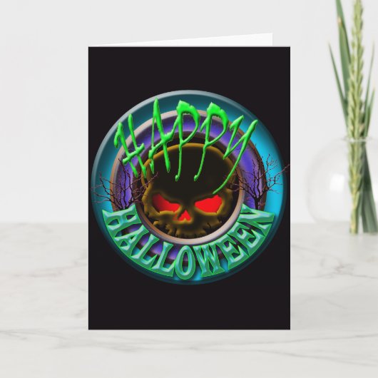 不気味スカルハッピーハローウィン カード (正面)