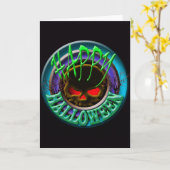 不気味スカルハッピーハローウィン カード (黄色い花)