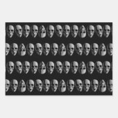 不気味スカル模様ブラックラッピング紙シート ラッピングペーパーシート (正面2)