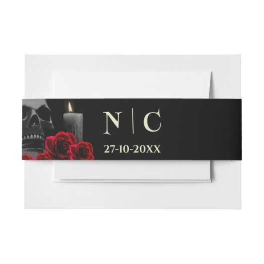 不気味スカル&レッドローゼハロウィン結婚ズベリーズ 招待状ベリーバンド (正面例)