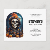 不気味スケルトンと悪かぼちゃの誕生日 インビテーションポストカード (正面)