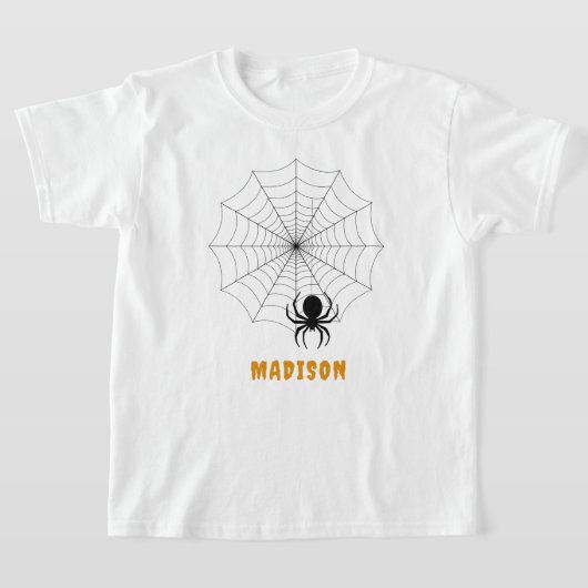 不気味スパイダー&くもの巣ハパーソナライズされたロウィン Tシャツ (レイダウン)