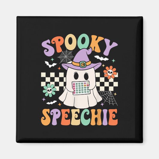 不気味スピーチセラピーハロウィーンレトロSlp マグネット (正面)