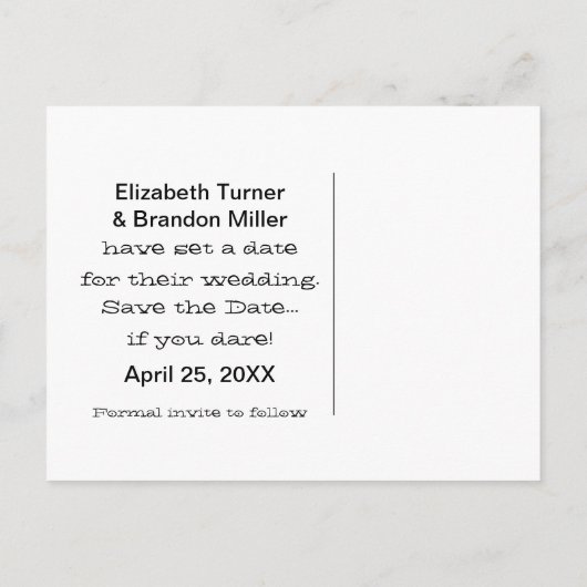 不気味タイポグラフィハロウィン日付はがきを保存 案内ポストカード (裏面)