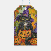 不気味タキシード猫ハロウィーン魔女とカボチャ ギフトタグ (裏面)