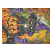 不気味タキシード猫ハロウィーン魔女とカボチャ テーブルクロス (正面(横))