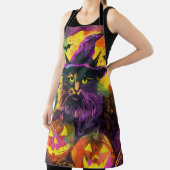 不気味ターキッシュアンゴラキャットハロウィンウィッチカボチャ エプロン (インサイチュ)