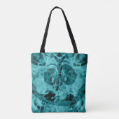 不気味ターコイズ&ブラックハロウィーンウィッチ&ムーン トートバッグ (裏面)