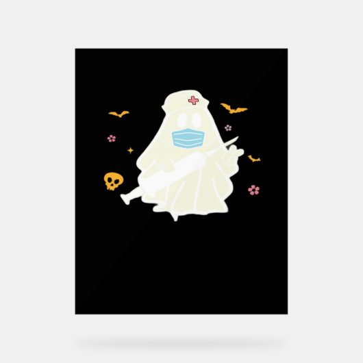 不気味ナース開業医かわいいハロウィーン特大 アクリルサイン (正面)