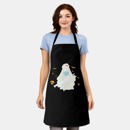 不気味ナース開業医かわいいハロウィーン特大 エプロン (着用した状態)