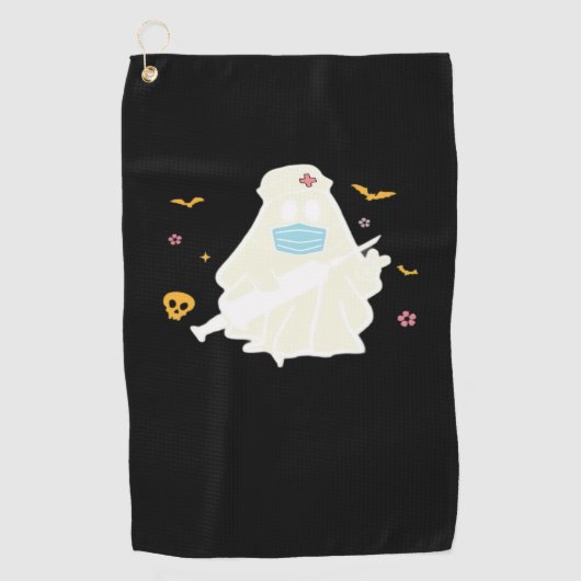 不気味ナース開業医かわいいハロウィーン特大 ゴルフタオル (正面)