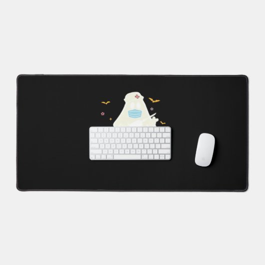 不気味ナース開業医かわいいハロウィーン特大 デスクマット (キーボード&マウス)