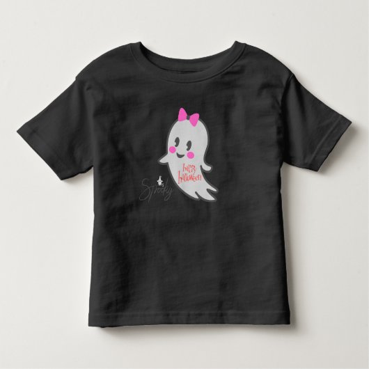 不気味ハッピーハローウィンブラック トドラーTシャツ (正面)