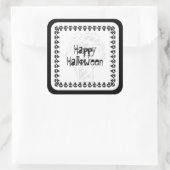 不気味ハッピーハローウィンレタリング |黒/白 スクエアシール (バッグ)
