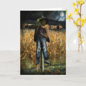 不気味ハロウィンかかし カード (黄色い花)