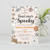 不気味ハロウィンかわいい幽霊4歳の誕生日パーティー 招待状 (スタンド正面)