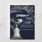 不気味ハロウィンとこうもり&曇り夜のパーティー 招待状 (正面)