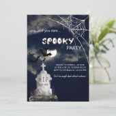 不気味ハロウィンとこうもり&曇り夜のパーティー 招待状 (スタンド正面)