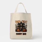 不気味ハロウィンの夜の家の幽霊のよく出るパーティー トートバッグ (裏面)