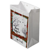 不気味ハロウィンの木の縁ど葉が現在 ミディアムペーパーバッグ (正面アングル)