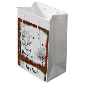 不気味ハロウィンの木の縁ど葉が現在 ミディアムペーパーバッグ (裏面アングル)