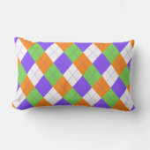 不気味ハロウィンアーガイルホワイト装飾用クッション ランバークッション (正面)