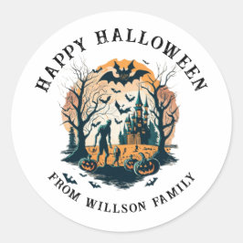 不気味ハロウィンクラシック丸ステッカー ラウンドシール