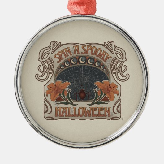 不気味ハロウィンスパイダーズ&リリービクトリアンヴィンテージ メタルオーナメント (正面)