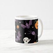 不気味ハロウィンマグ – かわいい幽霊、カボチャ、こうもり コーヒーマグカップ (正面右)