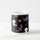 不気味ハロウィンマグ – かわいい幽霊、カボチャ、こうもり コーヒーマグカップ (中央)