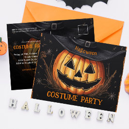 不気味ハロウィン大人の衣装企業のパーティー インビテーションポストカード