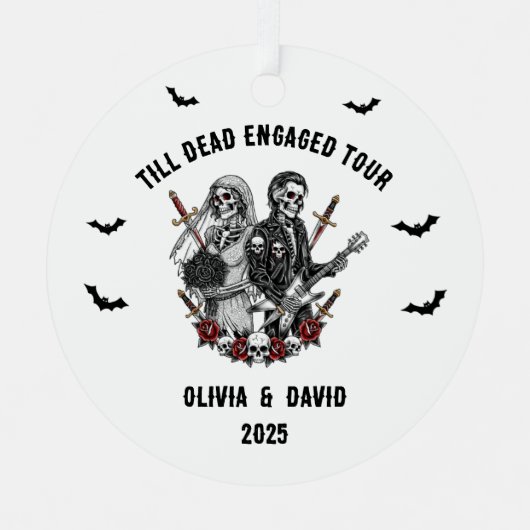 不気味ハロウィン婚約したロックスケルトン メタルオーナメント (正面)