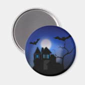 不気味ハロウィン幽霊のよく出るハウスとこうもり マグネット (正面/裏面)