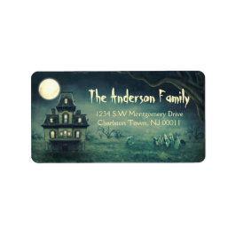 不気味ハロウィン幽霊のよく出るハウスムーン ラベル