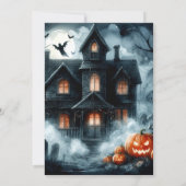 不気味ハロウィン幽霊のよく出るハウス子供の誕生日パーティー 招待状 (裏面)