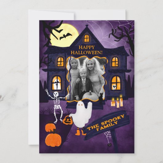 不気味ハロウィン幽霊のよく出るハウス2枚の写真 シーズンカード (正面)