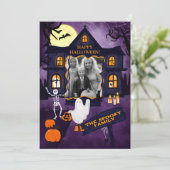 不気味ハロウィン幽霊のよく出るハウス2枚の写真 シーズンカード (スタンド正面)