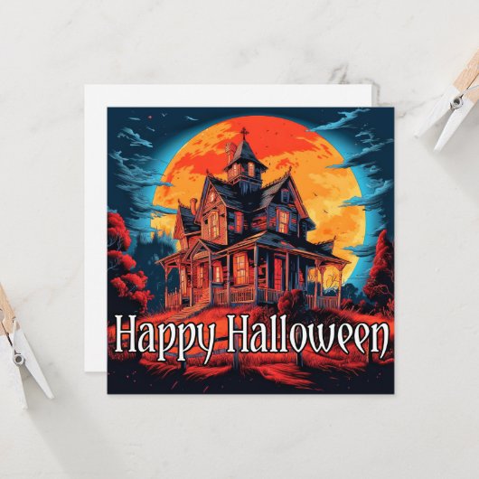 不気味ハロウィン幽霊のよく出るハウス カード (正面/裏面インサイチュ)