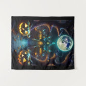 不気味ハロウィン幽霊のよく出るハウス タペストリー (正面(横))