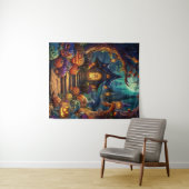 不気味ハロウィン幽霊のよく出るハウス&トレイル タペストリー (インサイチュ(横))