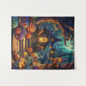 不気味ハロウィン幽霊のよく出るハウス&トレイル タペストリー (正面(横))